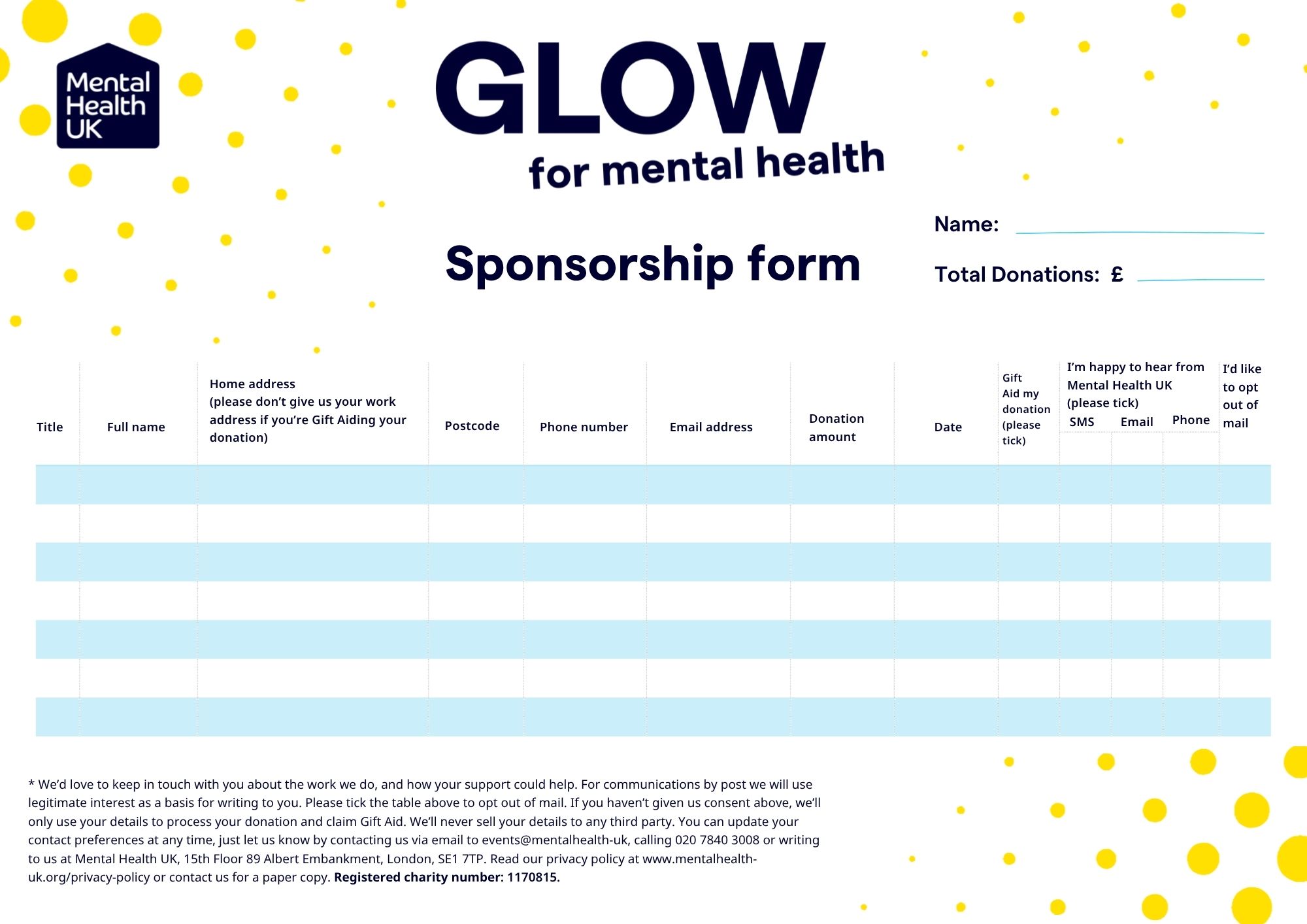 GLOW Sponsorship form
